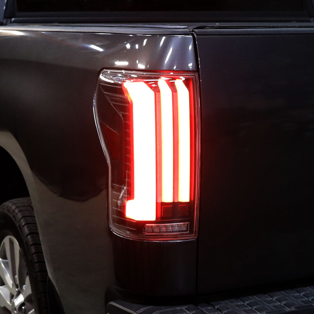 Ronnin - Fits 2007-2013 Toyota Tundra Pickup Truck Full LED Tail Lights Integrated Brake and Sequential Turn Signals + Animated Startup Effect Parking Assembly Pair | Black