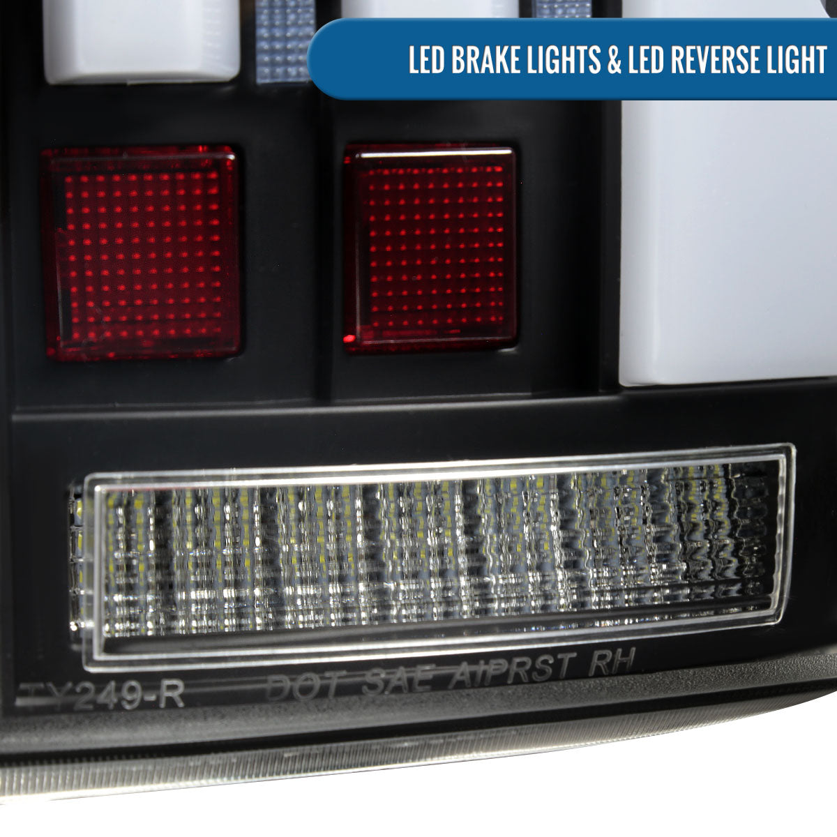 Ronnin - Fits 2007-2013 Toyota Tundra Pickup Truck Full LED Tail Lights Integrated Brake and Sequential Turn Signals + Animated Startup Effect Parking Assembly Pair | Black