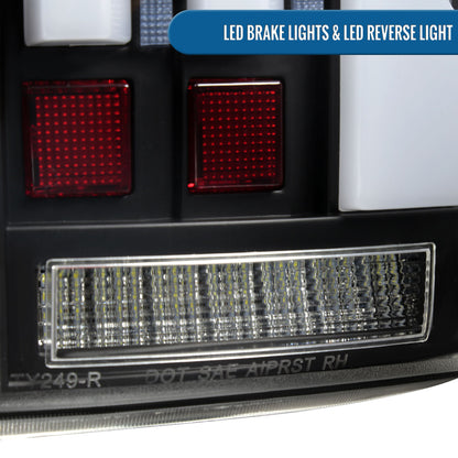 Ronnin - Fits 2007-2013 Toyota Tundra Pickup Truck Full LED Tail Lights Integrated Brake and Sequential Turn Signals + Animated Startup Effect Parking Assembly Pair | Black
