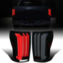 Ronnin - Fits 2007-2013 Toyota Tundra Pickup Truck Full LED Tail Lights Integrated Brake and Sequential Turn Signals + Animated Startup Effect Parking Assembly Pair | Black Smoke | White Tube