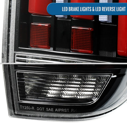 Ronnin - Fits 2014-2021 Toyota Tundra Pickup Truck Full LED Tail Lights Integrated Brake and Sequential Turn Signals + Animated Startup Effect Parking Assembly Pair | Glossy Black