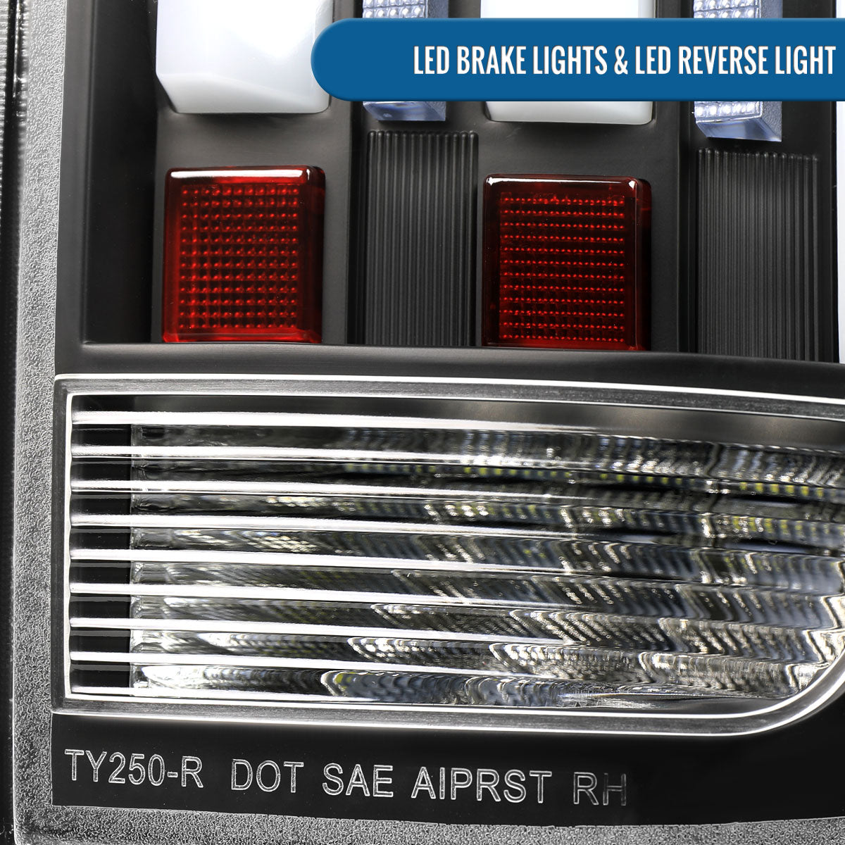Ronnin - Fits 2014-2021 Toyota Tundra Pickup Truck Full LED Tail Lights Integrated Brake and Sequential Turn Signals + Animated Startup Effect Parking Assembly Pair | Black