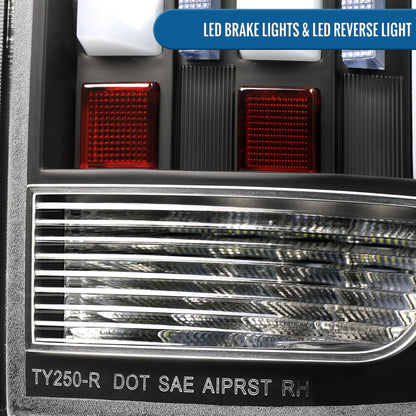 Ronnin - Fits 2014-2021 Toyota Tundra Pickup Truck Full LED Tail Lights Integrated Brake and Sequential Turn Signals + Animated Startup Effect Parking Assembly Pair | Black