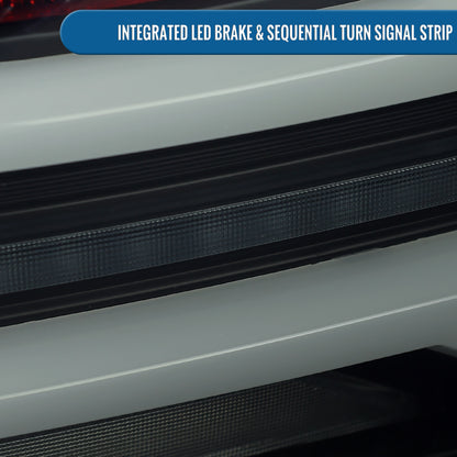 Ronnin - Fits 2015-2021 Subaru WRX | WRX STI US Spec Full LED Tail Lights Animated Startup Effect + Sequential Signal Lamps Assembly Pair | Black Smoke | White Tube