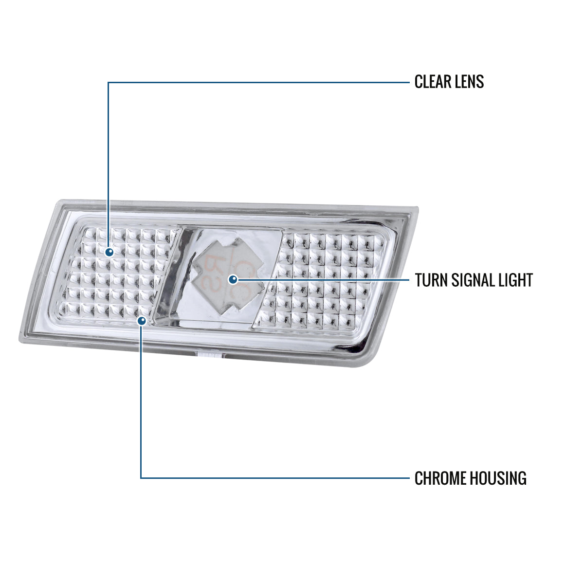 Ronnin - Compatible con Chrysler 300 300C 2005-2010 Par de luces de posición laterales de parachoques de repuesto | Cromado