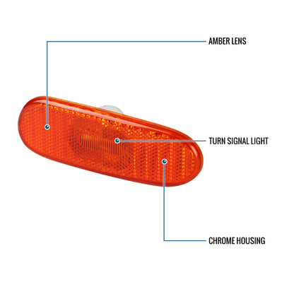 Ronnin - Conjunto de repuesto de luces de posición laterales de parachoques para 2000-2005 | Ámbar