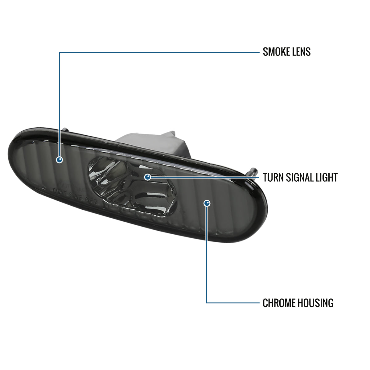 Ronnin - Se adapta a 2000-2005 Luces de Posición Laterales Elegantes de Parachoques Par de Reemplazo | Ahumado
