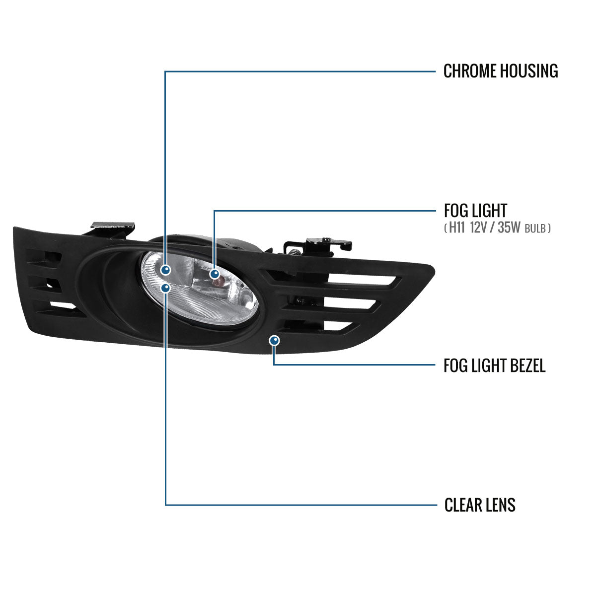 2003-2005 Honda Accord 2Dr Fog Lights Pair | Clear