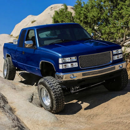 Ronnin - Compatible con GMC C10 C/K Suburban Yukon Sierra de 1994 a 1998 Faros con reflector transparente + Luces de esquina + Conjunto de luces de estacionamiento de parachoques Par | Cromado