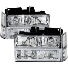 Ronnin - Compatible con GMC C10 C/K Suburban Yukon Sierra de 1994 a 1998 Faros con reflector transparente + Luces de esquina + Conjunto de luces de estacionamiento de parachoques Par | Cromado