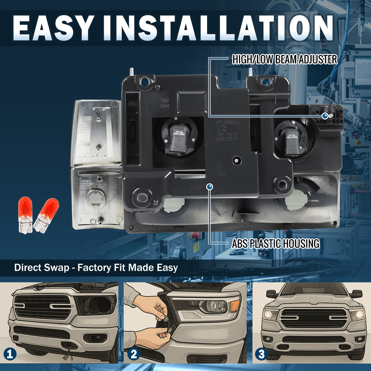 Ronnin - Se adapta a 1994-1998 GMC C10 C/K Suburban Yukon Sierra Faros con reflector transparente + Luces de esquina + Conjunto de luces de estacionamiento para parachoques Par | Ahumado