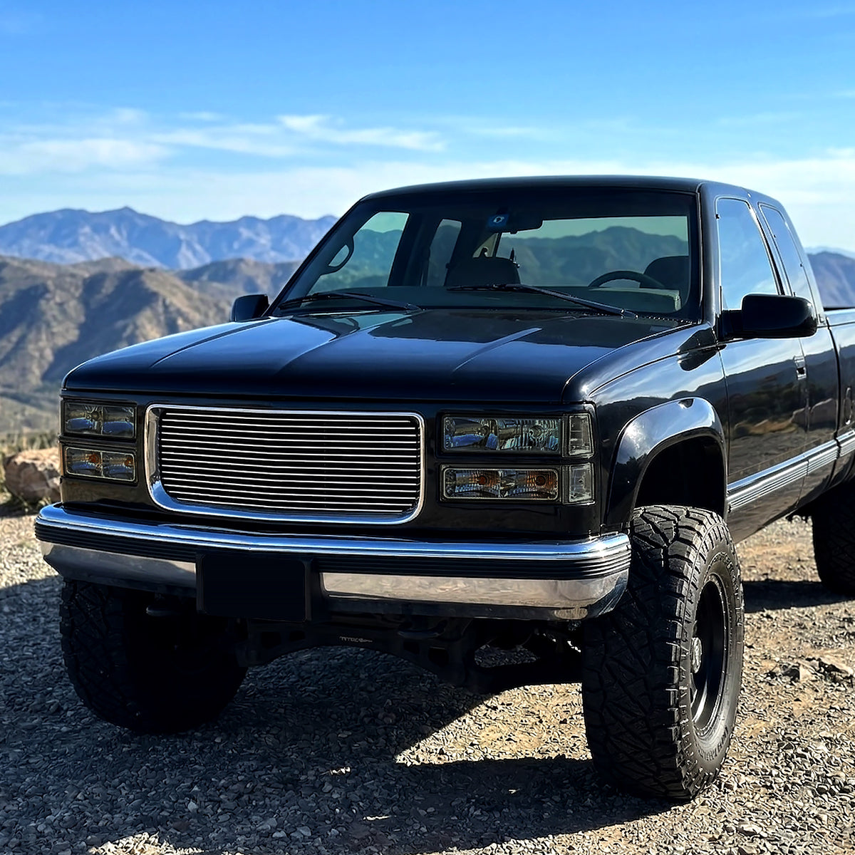 Ronnin - Se adapta a 1994-1998 GMC C10 C/K Suburban Yukon Sierra Faros con reflector transparente + Luces de esquina + Conjunto de luces de estacionamiento para parachoques Par | Ahumado