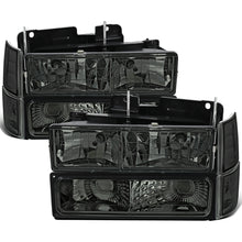 Ronnin - Se adapta a 1994-1998 GMC C10 C/K Suburban Yukon Sierra Faros con reflector transparente + Luces de esquina + Conjunto de luces de estacionamiento para parachoques Par | Ahumado