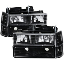 Ronnin - Compatible con GMC C10 C/K Suburban Yukon Sierra 1994-1998 Faros delanteros con reflector transparente + luces de esquina + luces de estacionamiento de parachoques. Par | Negro