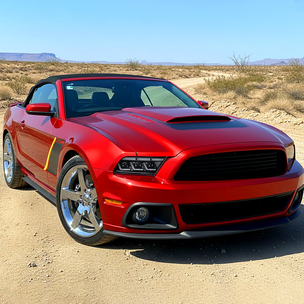 Ronnin - Fits 2010-2014 Ford Mustang Upgraded Replacement Full LED Triple Projector Headlights Switchback Sequential Signal + Animated Startup Effect Assembly Pair | Black