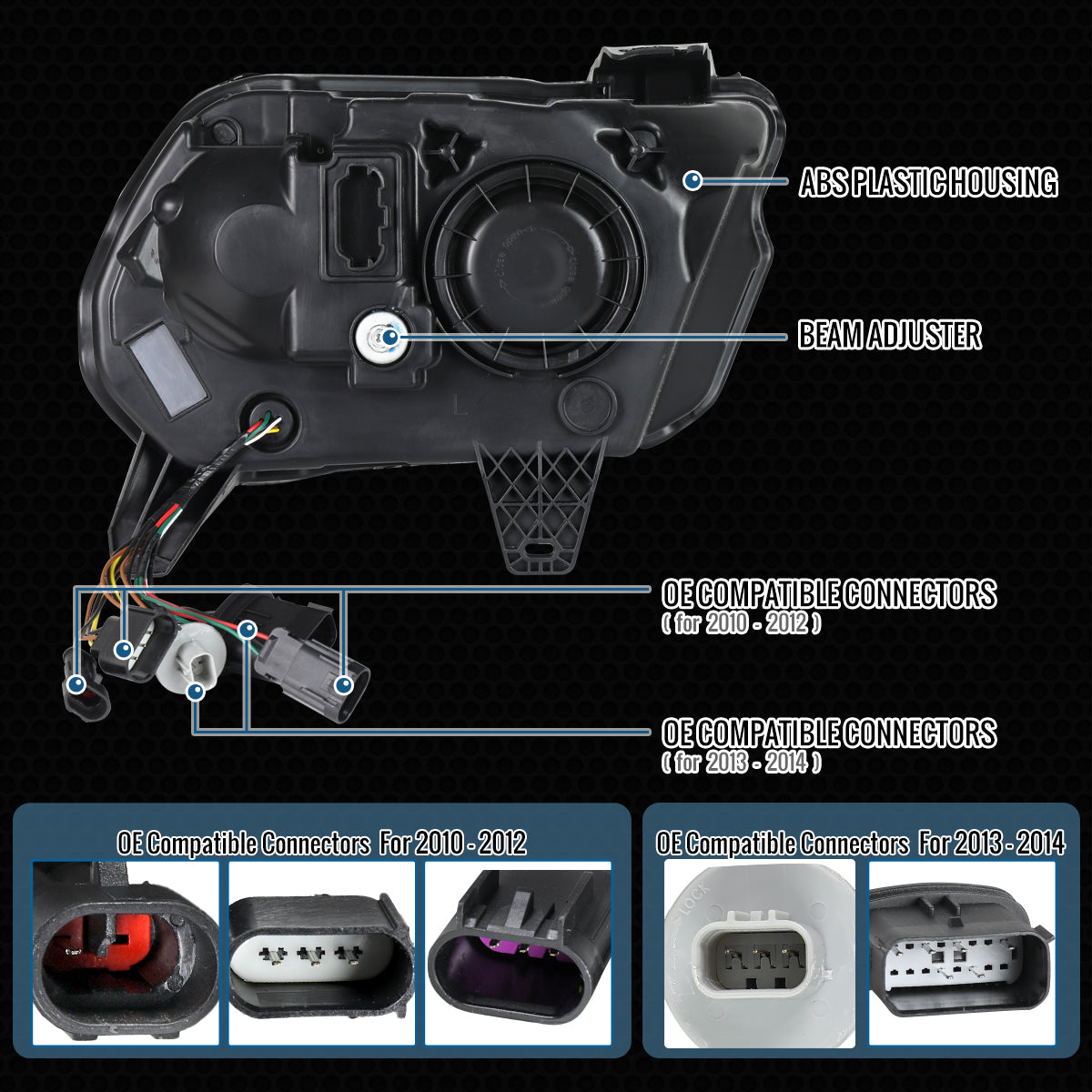 Ronnin - Fits 2010-2014 Ford Mustang Upgraded Replacement Full LED Triple Projector Headlights Switchback Sequential Signal + Animated Startup Effect Assembly Pair | Black