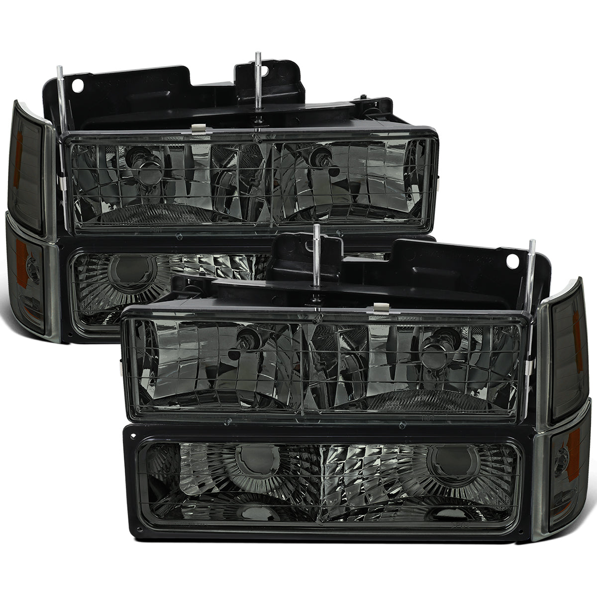 Ronnin - Faros delanteros, luces de esquina y luces de estacionamiento para GMC C10 C/K Suburban Yukon Sierra 1994-1998, par ahumado