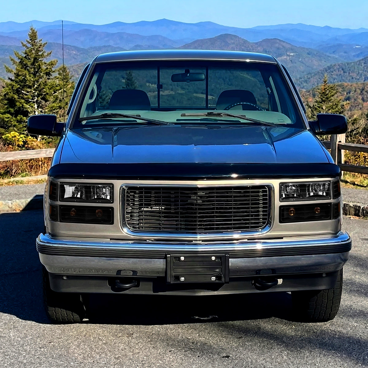 Ronnin - Compatible con GMC C10 C/K Suburban Yukon Sierra de 1994-1998 Faros delanteros + Luces de esquina + Conjunto de luces de estacionamiento de parachoques | Par | Negro