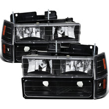 Ronnin - Compatible con GMC C10 C/K Suburban Yukon Sierra de 1994-1998 Faros delanteros + Luces de esquina + Conjunto de luces de estacionamiento de parachoques | Par | Negro