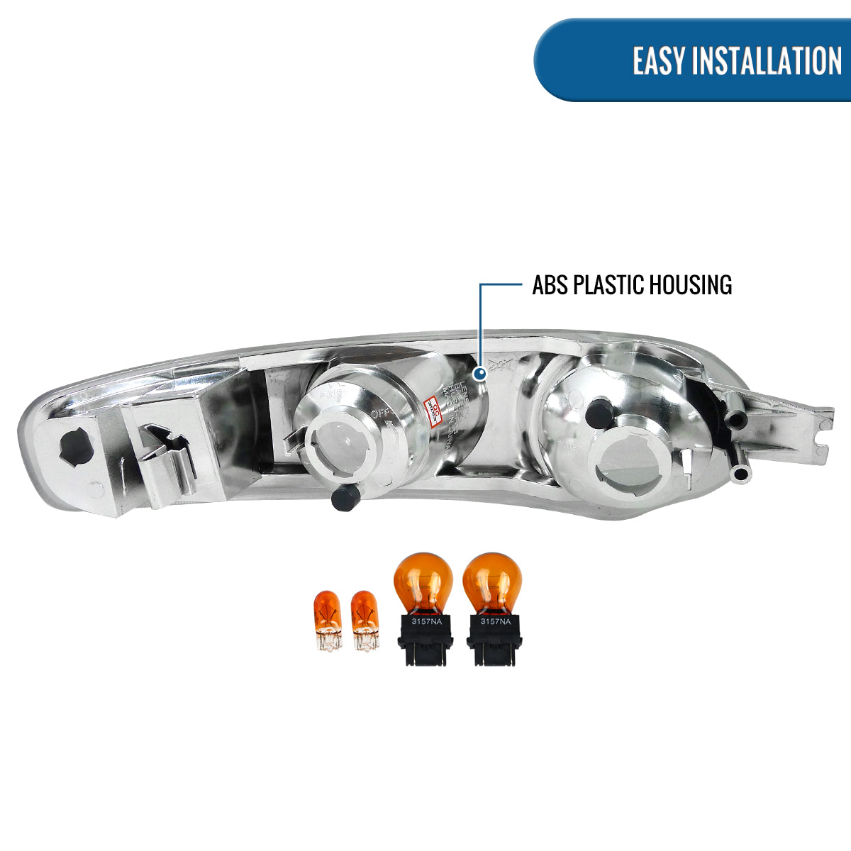 Ronnin - Fits 2000-2007 GMC Sierra Yukon XL Denali Bumper Turn Signal Lights  Replacement Pair | Chrome