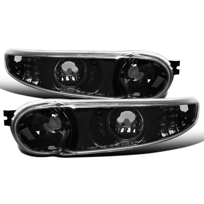 Ronnin - Fits 2000-2007 GMC Sierra Yukon XL Denali Bumper Turn Signal Lights  Replacement Pair | Glossy Black