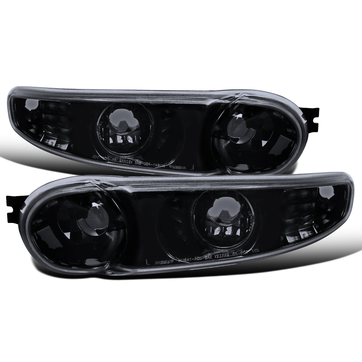 Ronnin - Fits 2000-2007 GMC Sierra Yukon XL Denali Bumper Turn Signal Lights  Replacement Pair | Black Smoke
