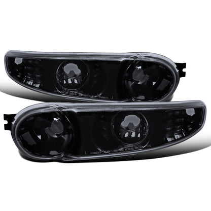 Ronnin - Fits 2000-2007 GMC Sierra Yukon XL Denali Bumper Turn Signal Lights  Replacement Pair | Black Smoke