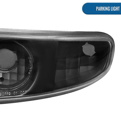 Ronnin - Fits 2000-2007 GMC Sierra Yukon XL Denali Bumper Turn Signal Lights  Replacement Pair | Black