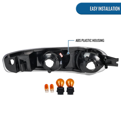 Ronnin - Fits 2000-2007 GMC Sierra Yukon XL Denali Bumper Turn Signal Lights  Replacement Pair | Black