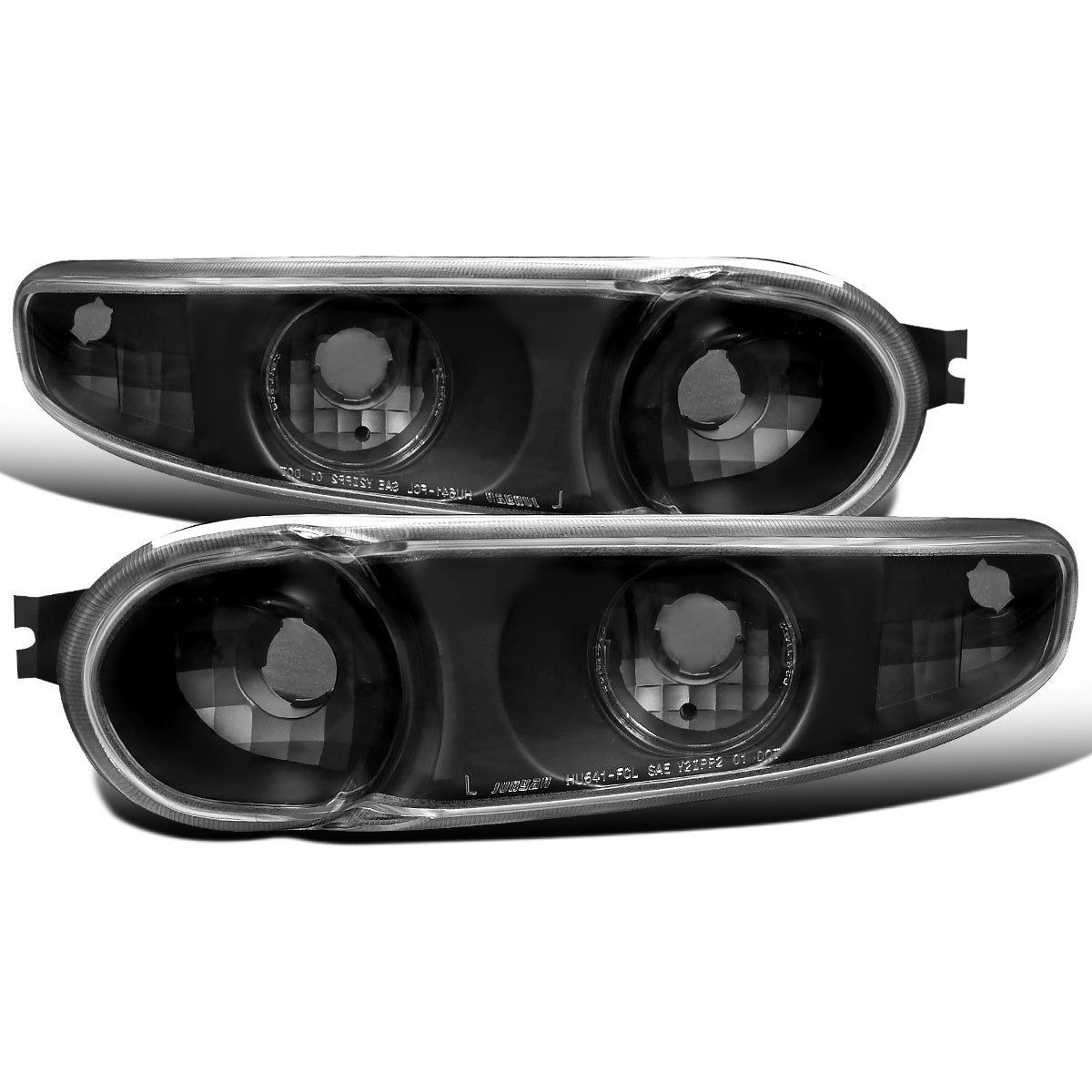 Ronnin - Fits 2000-2007 GMC Sierra Yukon XL Denali Bumper Turn Signal Lights  Replacement Pair | Black