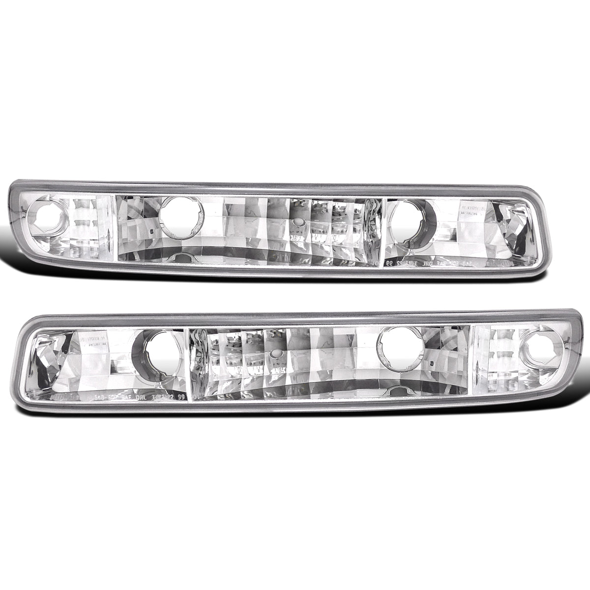 Ronnin - Fits 1999-2007 GMC Sierra Classic Yukon XL Bumper Lights Turn Signal Lamps Replacement Assembly Pair | Chrome