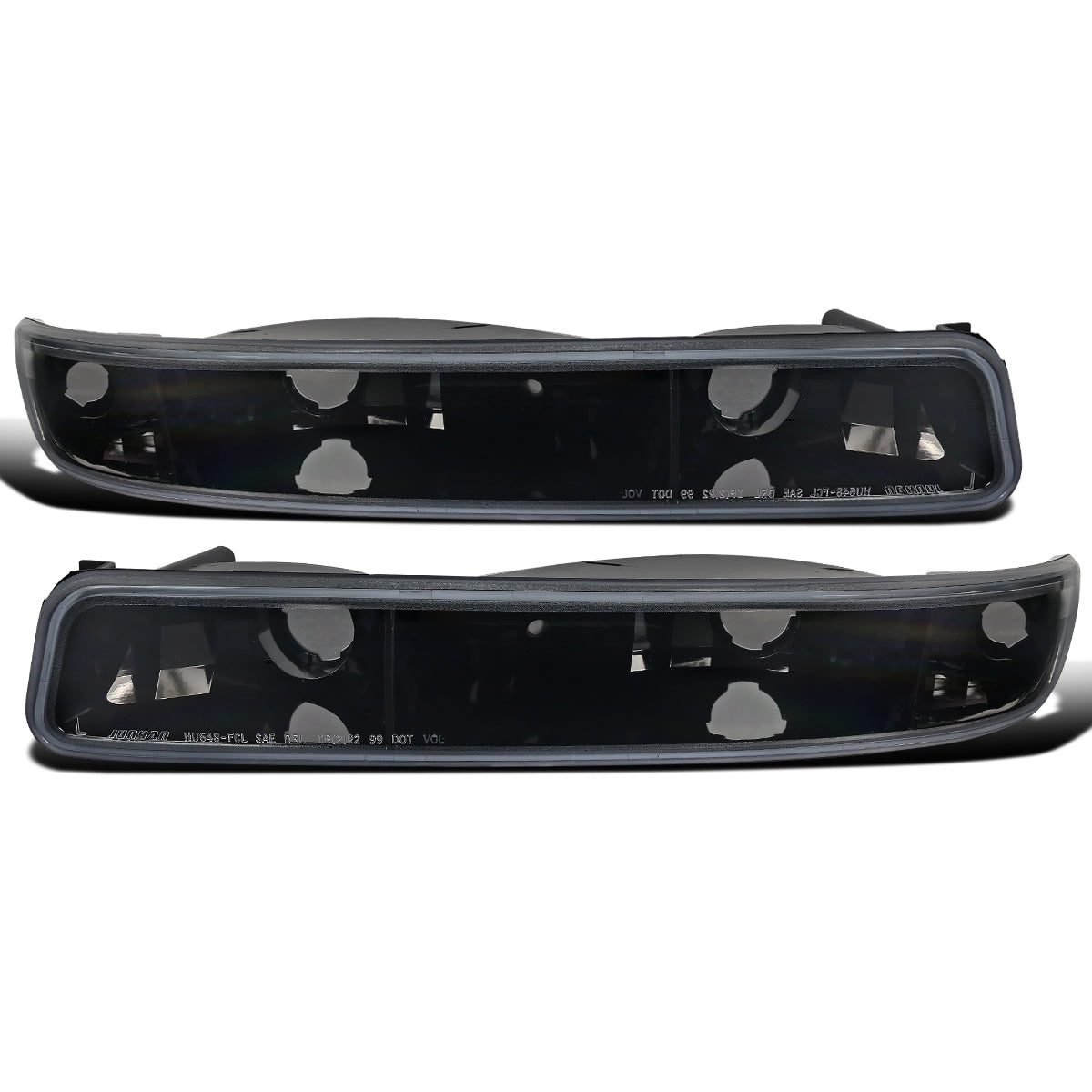 Ronnin - Fits 1999-2007 GMC Sierra Classic Yukon XL Bumper Lights Turn Signal Lamps Replacement Assembly Pair | Glossy Black
