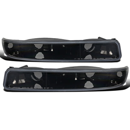 Ronnin - Fits 1999-2007 GMC Sierra Classic Yukon XL Bumper Lights Turn Signal Lamps Replacement Assembly Pair | Glossy Black