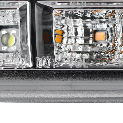 Ronnin - Fits 1999-2007 GMC Sierra Classic Yukon XL Upgraded Replacement Full LED Bumper Lights Sequential Turn Signals Assembly Pair | Chrome
