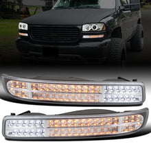 Ronnin - Fits 1999-2007 GMC Sierra Classic Yukon XL Upgraded Replacement Full LED Bumper Lights Sequential Turn Signals Assembly Pair | Chrome