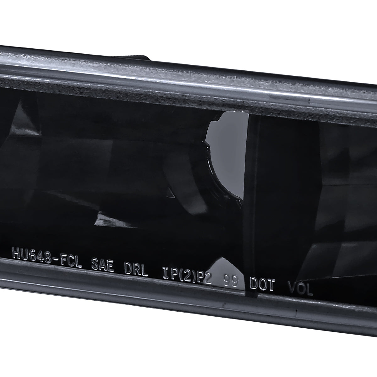 Ronnin - Fits 1999-2007 GMC Sierra Classic Yukon XL Bumper Lights Turn Signal Lamps Replacement Assembly Pair | Black Smoke