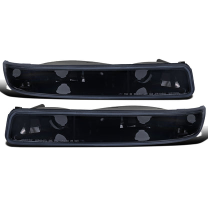 Ronnin - Fits 1999-2007 GMC Sierra Classic Yukon XL Bumper Lights Turn Signal Lamps Replacement Assembly Pair | Black Smoke