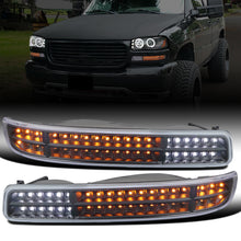 Ronnin - Fits 1999-2007 GMC Sierra Classic Yukon XL Upgraded Replacement Full LED Bumper Lights Sequential Turn Signals Assembly Pair | Black