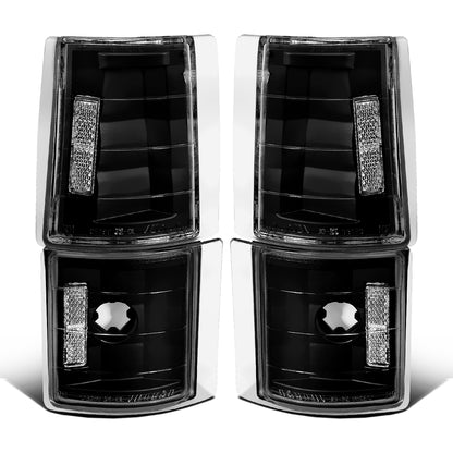 Ronnin - Fits 1994-1999 GMC C/K 1500 2500 3500 Suburban Sierra Yukon Factory Replacement Clear Reflector Corner Lights Assembly Pair | Black