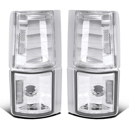 Ronnin - Fits 1994-1999 GMC C/K 1500 2500 3500 Suburban Sierra Yukon Factory Replacement Clear Reflector Corner Lights Assembly Pair | Chrome