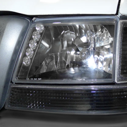 Ronnin - Se adapta a Ford Ranger 1998-2000, luces de circulación diurna LED mejoradas, conjunto de faros delanteros (par) | Negro
