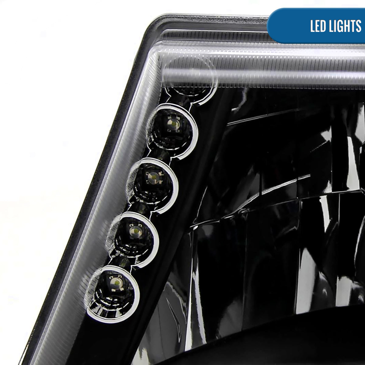 Ronnin - Se adapta a Ford Ranger 1998-2000, luces de circulación diurna LED mejoradas, conjunto de faros delanteros (par) | Negro