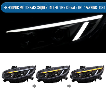 Ronnin - Fits 2016-2021 Honda Civic Full LED Upgrade Replacement For LED Type DRL Switchback Sequential Turn Signals Dual Projector Headlights Assembly Pair | Black