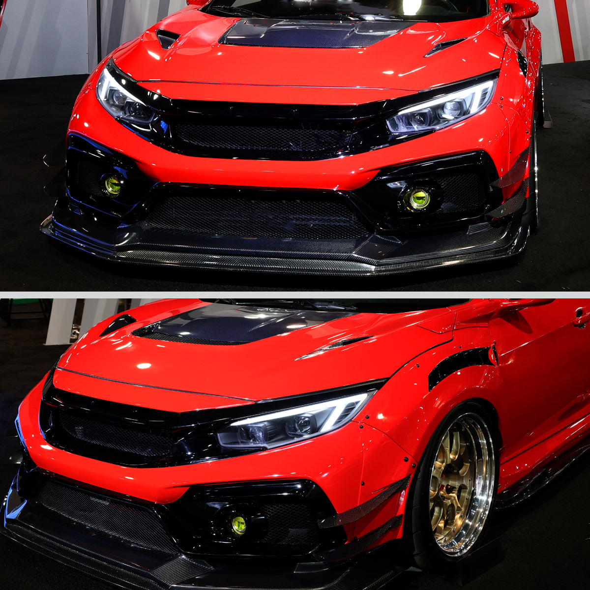 Ronnin - Fits 2016-2021 Honda Civic Full LED Upgrade Replacement For LED Type DRL Switchback Sequential Turn Signals Dual Projector Headlights Assembly Pair | Black