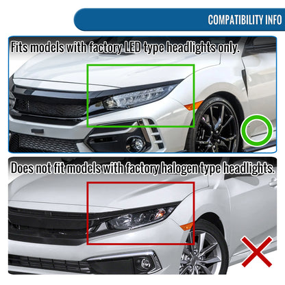 Ronnin - Fits 2016-2021 Honda Civic Full LED Upgrade Replacement For LED Type DRL Switchback Sequential Turn Signals Dual Projector Headlights Assembly Pair | Black