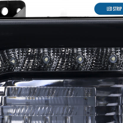 Ronnin - Fits 2005-2010 Chrysler 300 Upgraded LED Running Lights + LED Turn Signal Lights Halogen Projector Headlights Replacement Assembly Pair | Smoke