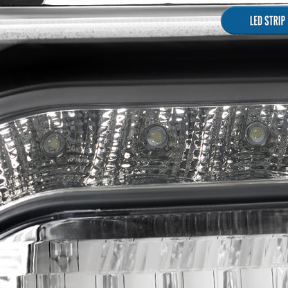 Ronnin - Fits 2005-2010 Chrysler 300 Upgraded LED Running Lights + LED Turn Signal Lights Halogen Projector Headlights Replacement Assembly Pair | Black