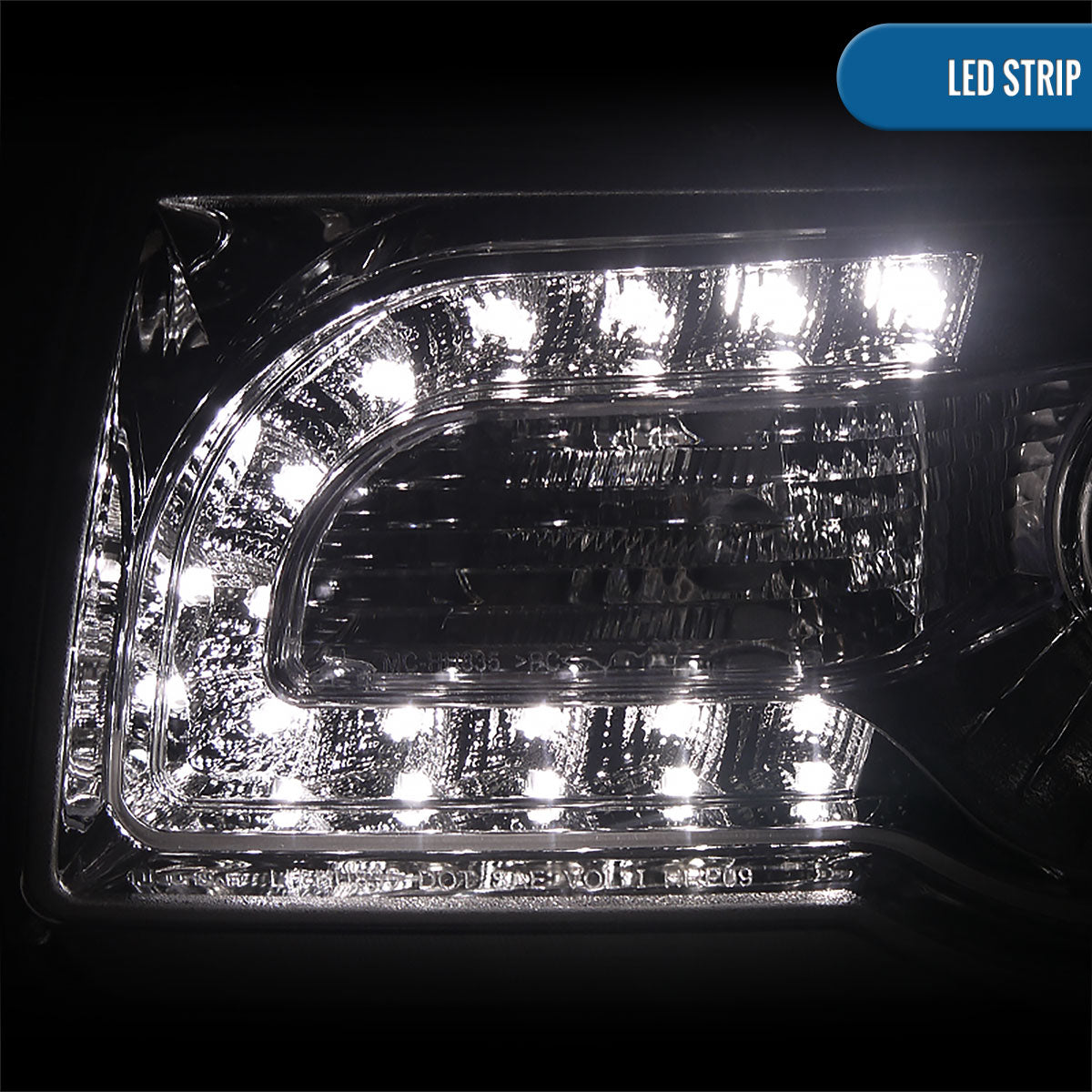 Ronnin - Fits 2005-2010 Chrysler 300 300C Upgraded LED Running Lights Halogen Projector Headlights Replacement Assembly Pair | Chrome