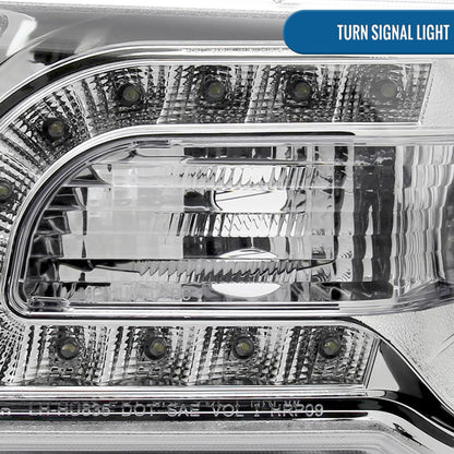 Ronnin - Fits 2005-2010 Chrysler 300 300C Upgraded LED Running Lights Halogen Projector Headlights Replacement Assembly Pair | Chrome