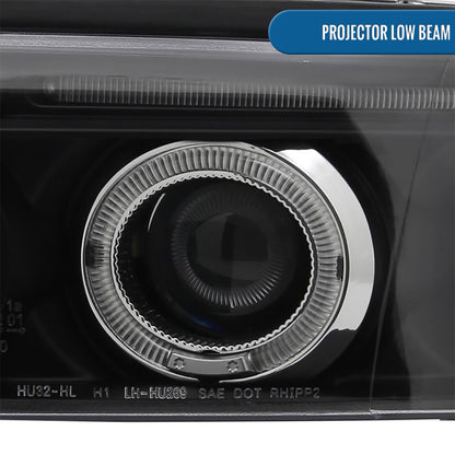 Ronnin - Fits 1999-2001 Audi A4 Upgraded LED Dual Halo Rims Projector Headlights Assembly Pair | Black